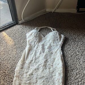 Entry White Floral Lace Mini Dress